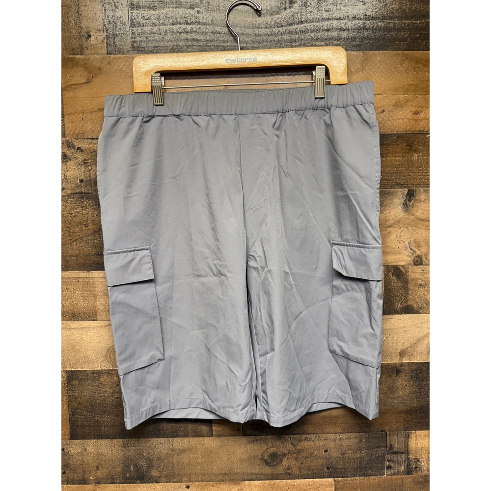 Karl Lagerfeld Cargo Short Men Large Gray Nylon Stretch Drawstring Waist Pockets